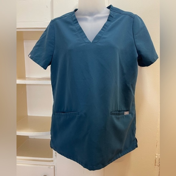 Figs Short Sleeve Technical Collection Turquoise Scrub Top Size S #0497 - Picture 1 of 9